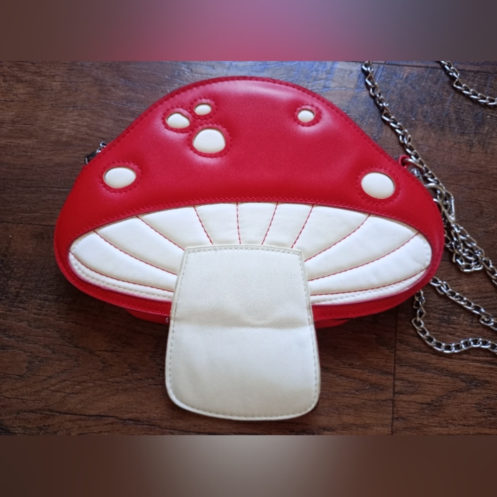 Red and White Mushroom-Shaped Crossbody Bag